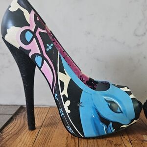 Artistic Women's Peep-Toe Heels - Black, Blue, Pink